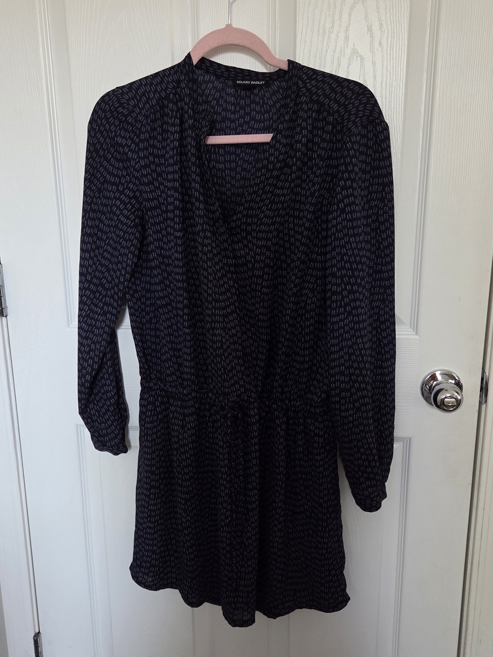 Hilary Radley Black and Slate Patterned Long-Sleeve Mini Dress